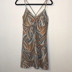 Prana swirl print cross straps dress